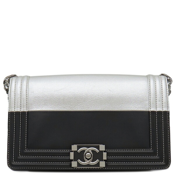 CHANEL パイル地ノベルティ ショルダーバッグ ノーマルストラップホワイト黒 CHANEL パイル地ノベルティ ショルダーバッグ ノーマル