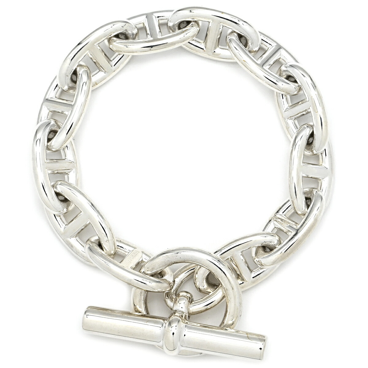 HERMES シルバーチェーンブレスレットGM 12コマ ブレスレット美品 HERMES シェーヌダンクル ブレスレット GM/12コマ シルバー 925