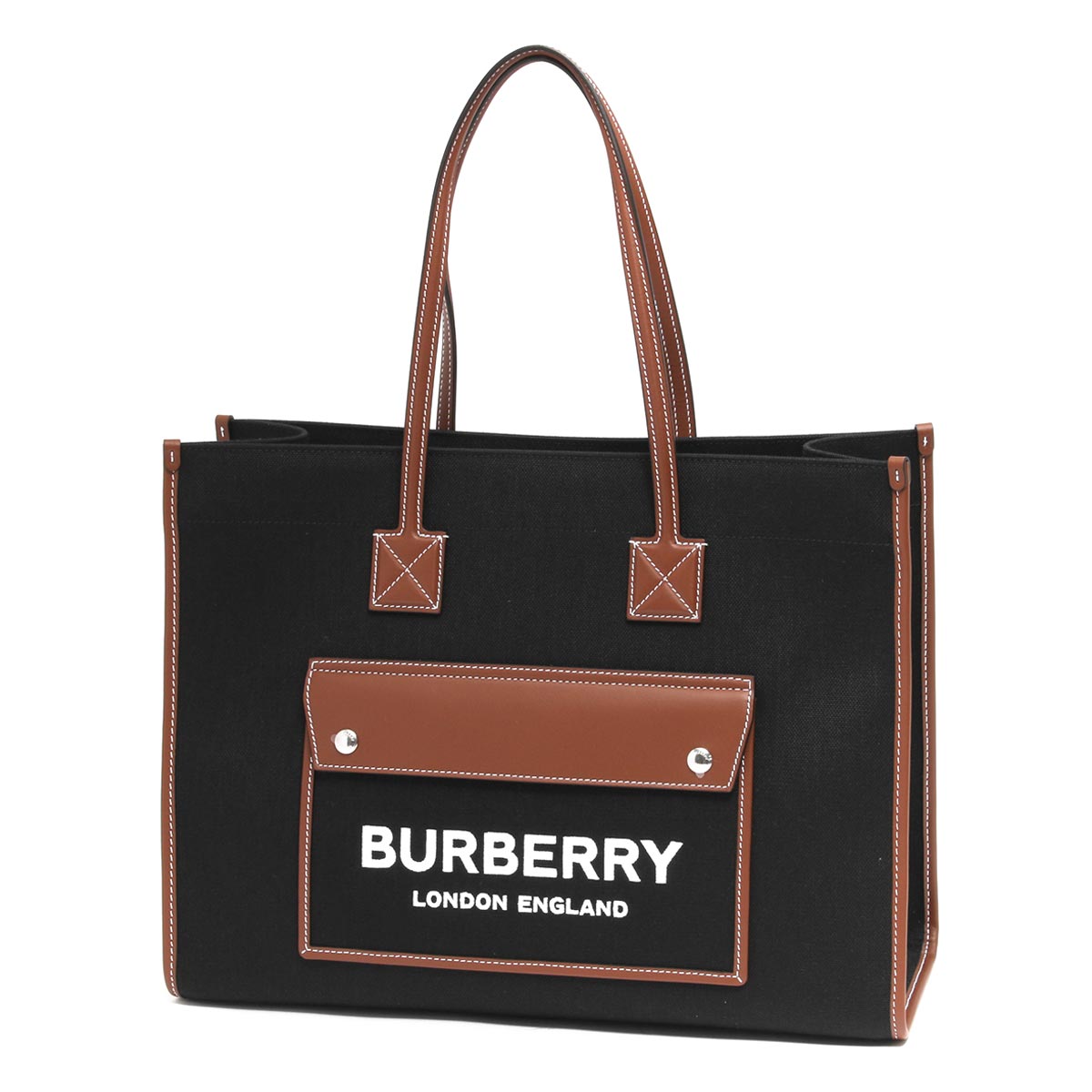 【楽天市場】バーバリー トートバッグ バッグ レディース フレヤ ミディアム ブラック&タンブラウン LL MD FREYA TOTE CL1