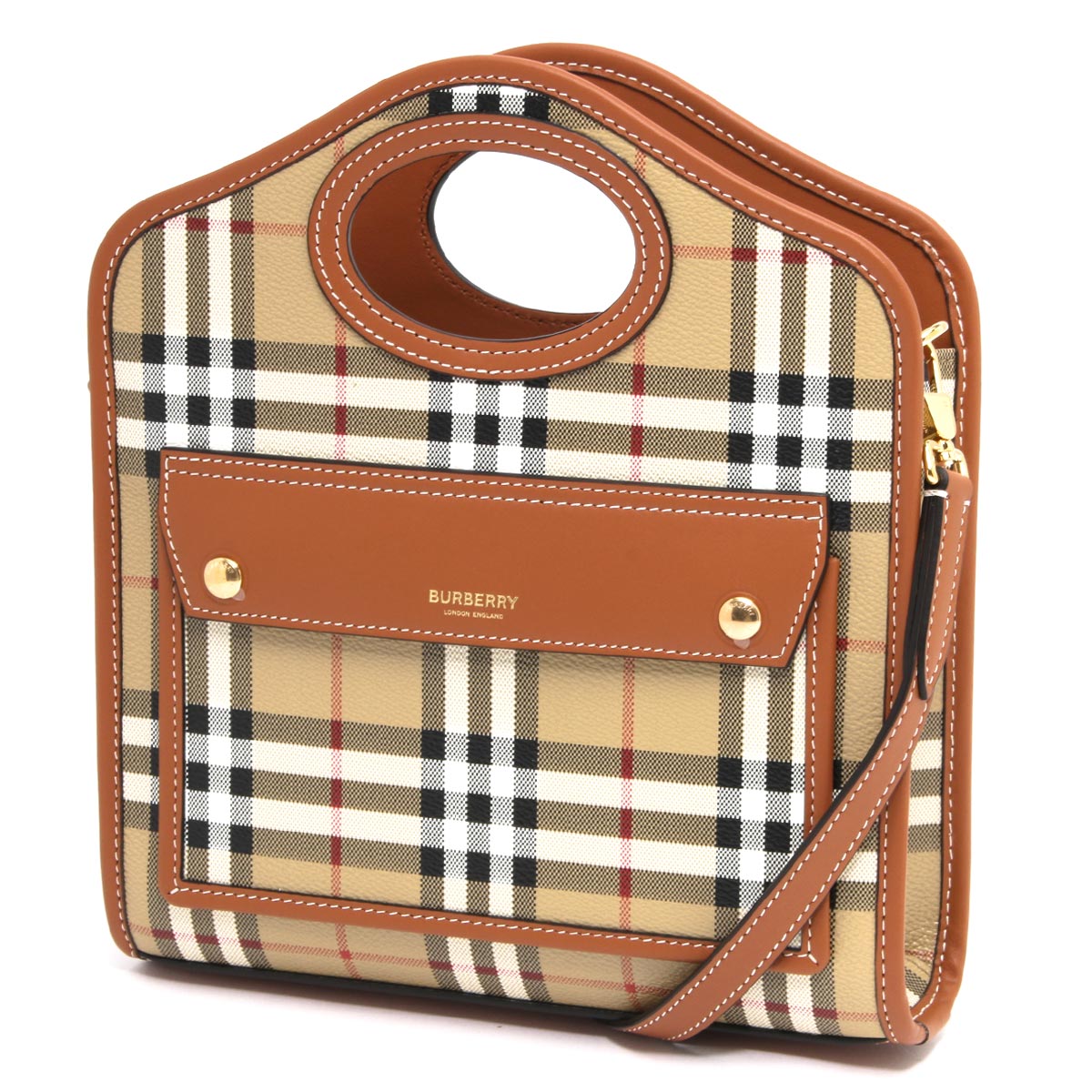 BURBERRY ミニ ヴィンテージチェック ツーハンドル タイトルバッグ Burberry Mini Vintage Check Two-handle Title Bag Archive Beige New