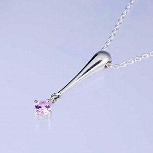 シルバネックレス 9月 誕生石 ローズサファイア 涙のしずくのネックレス チェーン付 シルバー925 レディース / Shooting star 雫 ご褒美 新生活【コンビニ受取対応商品】【送料無料】ご褒美 卒業 就職 成人 祝い 記念 母の日｜ブルーレース ジュエリー工房