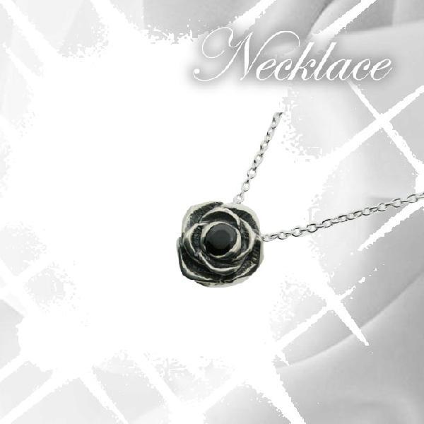シルバーネックレス ブラックキュービック バラ シルバーペンダント ブラックローズ（Bタイプ） シルバー925 レディース / Black Rose プレゼント 卒業 入学 【送料無料】【コンビニ受取対応商品】 ご褒美 卒業祝い 就職祝い 卒業記念 成人祝い 記念