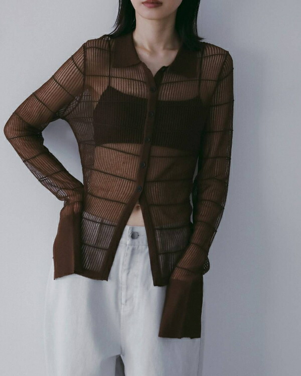 【即納】・・nuke アンヌーク anuke2026SS 2026Spring/Summer 春夏Sheerborder Knit Shirts シアーボーダーニットシャツ 62610513 船曳ひろみ【2026SS新作】≪4月12日入荷≫
