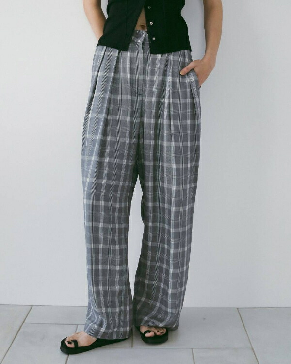 【即納】・・nuke アンヌーク anuke2026SS 2026Spring/Summer 春夏Check Daubletuck Pants チェックダブルタックパンツ 62610702 船曳ひろみ【2026SS新作】