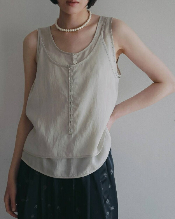 【即納】&agrave;nuke アンヌーク anuke2026AW 2026prefall 夏秋Camisole Layered Tanktop キャミソールレイヤードタンクトップ 62610428 船曳ひろみ【2026AW新作】≪6月30日入荷≫｜ブルーロータス