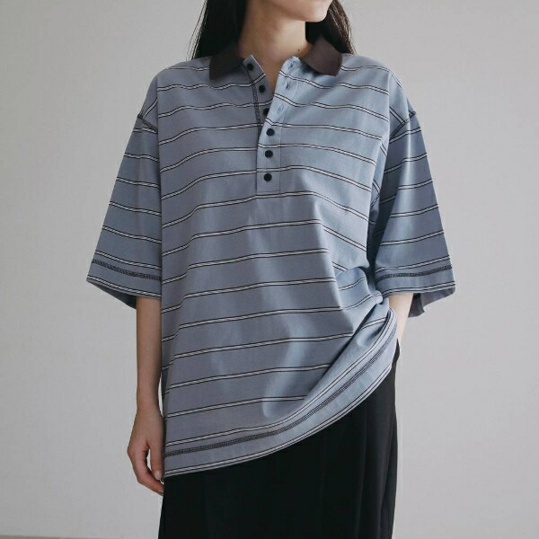 ・・nuke アンヌーク anuke 2026AW 2026prefall 夏秋 受注会 予約会 Border Loose Polotops ボーダールーズポロトップス 62620613 船曳ひろみ 【2026AW新作予約】【7月下旬-8月下旬お届け予定】≪2月25日予約開始≫