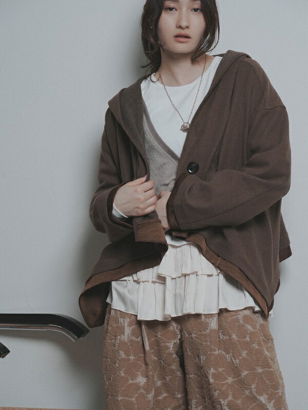 【早期予約でポイント10倍！8/17(月)22:59まで】CYAN TOKYO シアントウキョウ シアントーキョー2026秋冬予約ラウンドヘムフラノショートフーディ 607547【2026AW新作予約】【11月下旬-12月下旬お届け予定】≪7月7日予約開始≫｜ブルーロータス