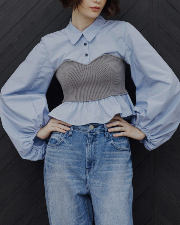 【即納】WILLFULLY ウィルフリー 2026springsummer 2026春夏 knit bustier docking peplum BL ニットビスチェドッキングペプラムブラウス 2611-TO-25 【2026SS新作】≪3月20日入荷≫