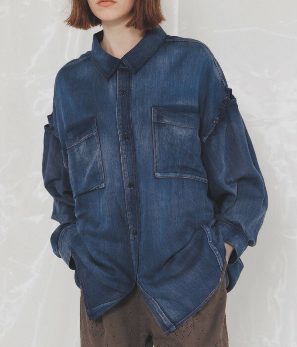 【即納】WILLFULLY ウィルフリー2026springsummer 2026春夏indigo gauze open shoulder oversize SH インディゴガーゼオープンショルダーオーバーサイズシャツ 2611-TO-32【2026SS新作】≪6月7日入荷≫