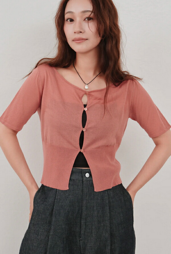 【即納】Hella ヘラcropped sheer knit cardigan クロップドシアーニットカーディガン h261-90【2026SS新作】≪4月18日入荷≫｜ブルーロータス