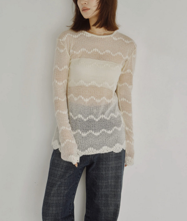 Hella ヘラ2026AW 秋冬 受注会 予約会Flocked Lace Sheer Top フロックドレースシアートップ h263-17【2026AW新作予約】【9月下旬-10月下旬お届け予定】≪3月10日予約開始≫｜ブルーロータス 9,504円