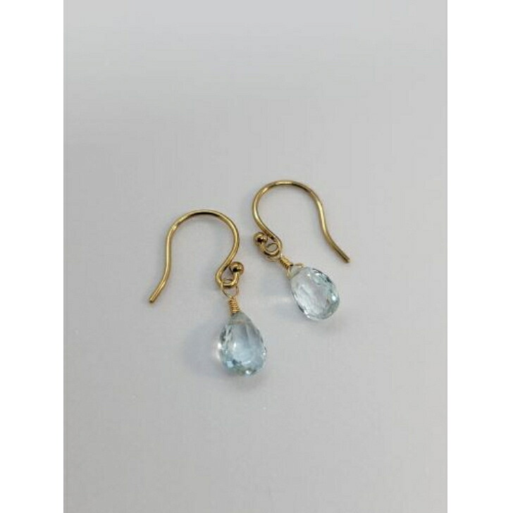 ゴールド アクセサリー ピアス イエロー 10金 K10 アクアマリン シンプル1粒ピアス|blueowl