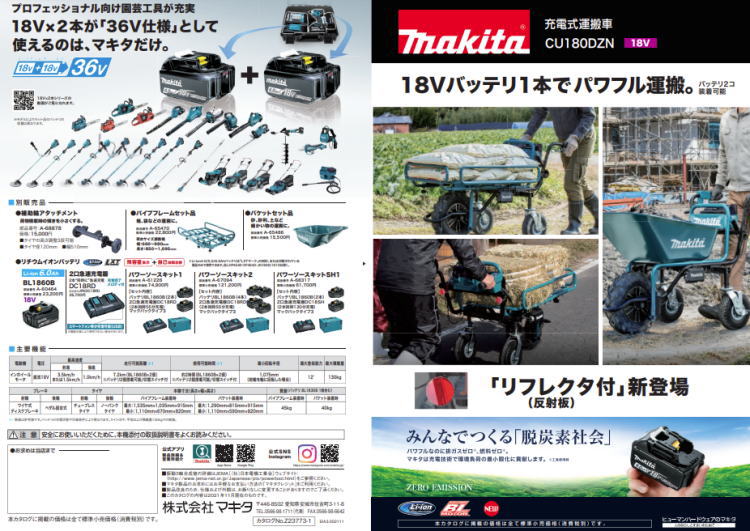 新着商品 送料込み18V 充電式運搬車 反射板 リフレクタ 付 マキタ CU180DZN A-65486 fucoa.cl