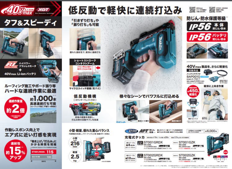 10mm充電式タッカ マキタ ST002GRGX DIY・工具 | eu-agencies.net