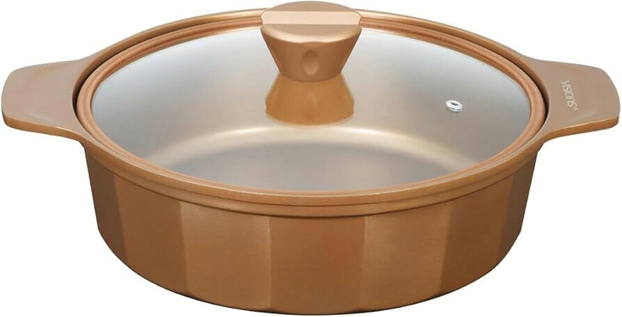【送料込み(一部地域除く)】 【調理器具】パール金属 VISIONS GOLD Coating IH対応 卓上鍋26cm CP-8805【590】