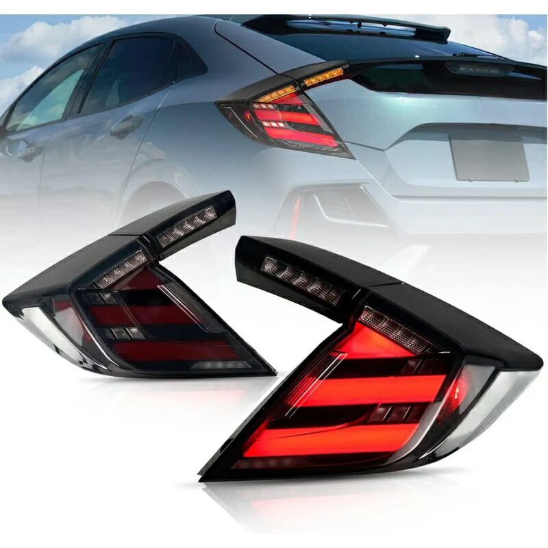【2016ー2021年】新型 シビックFK7 FK8 TYPE-R テールランプ全LEDテールライト 流れるウインカー ランニングライト 左右2点セット LED スモーク For CIVIC FK7 FK8 TYPE-R Taillights