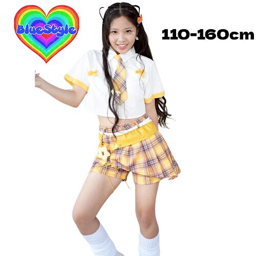 韓国 子供服 キッズダンス衣装 セットアップ ヒップホップ ストリート 女の子 セットアップ 韓国 キッズ服 ティーンズ キッズ 女の子 ガールズ HIPHOP BlueStyle ブルースタイル ショート 上下セット