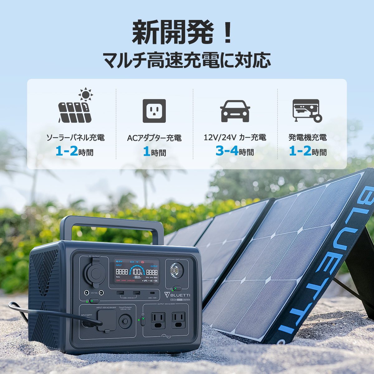 BLUETTI ポータブル電源EB3A ソーラーパネルPV120S 延長ケーブル | www