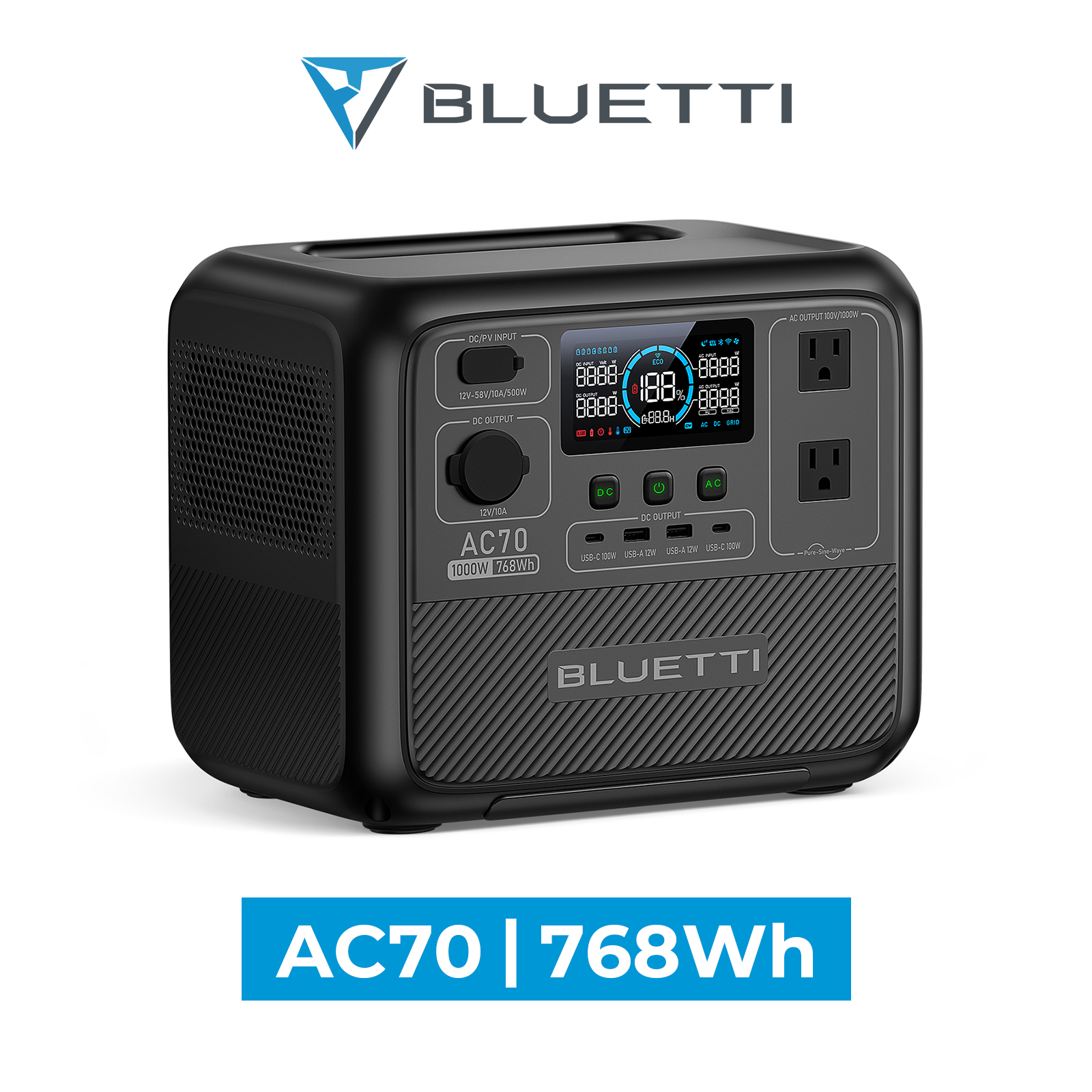 楽天市場】BLUETTI ポータブル電源 AC70 768Wh/1000W 大容量 家庭用 