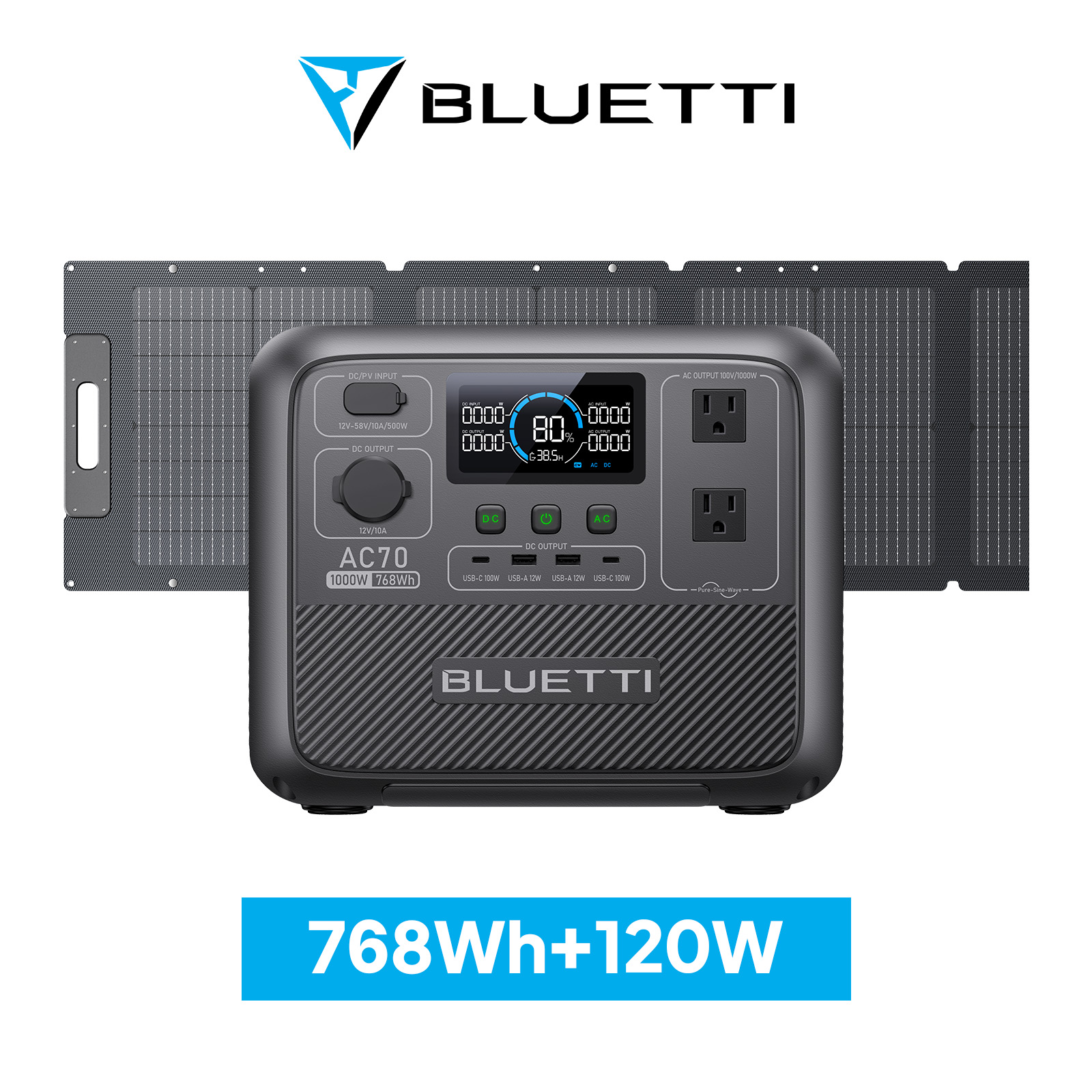 楽天市場】BLUETTI ポータブル電源 ソーラーパネル セット AC70+120W 768Wh/1000W 大容量 家庭用 蓄電池 5年保証  リン酸鉄 長寿命 バックアップ電源 (サージ2000W) UPS機能 アプリ遠隔操作 アウトドア キャンプ 車中泊 防災 停電 節電対策 :  BLUETTI JAPAN 楽天市場店