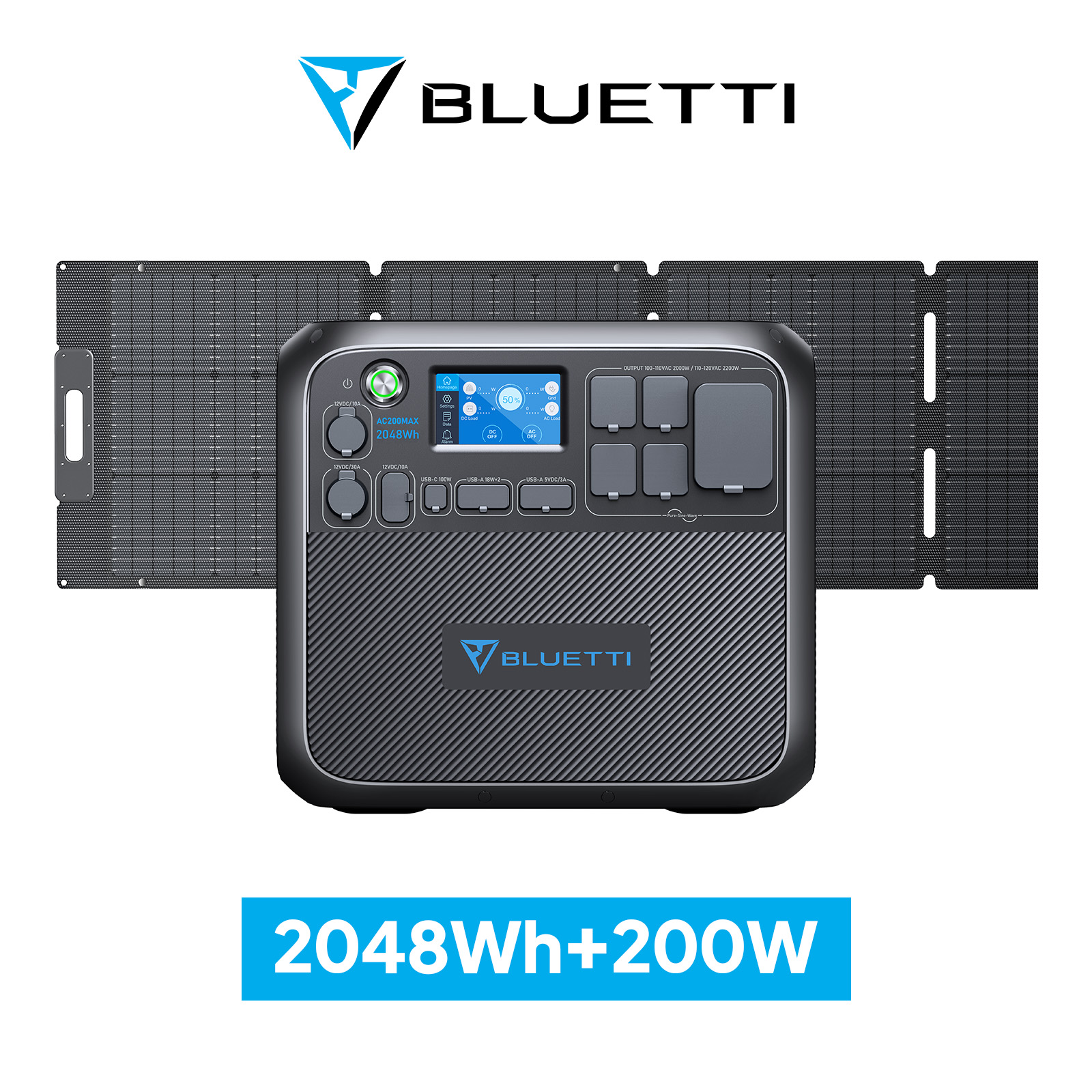 【楽天市場】【クーポン利用で129,800円】BLUETTI ポータブル電源 AC200MAX 2048Wh/2200W 大容量 蓄電池 家庭用  ソーラーパネル リン酸鉄リチウムイオン 電動工具 太陽光パネル 発電機 防災グッズ 停電 バックアップ電源 アウトドア キャンプ 車中泊 ...