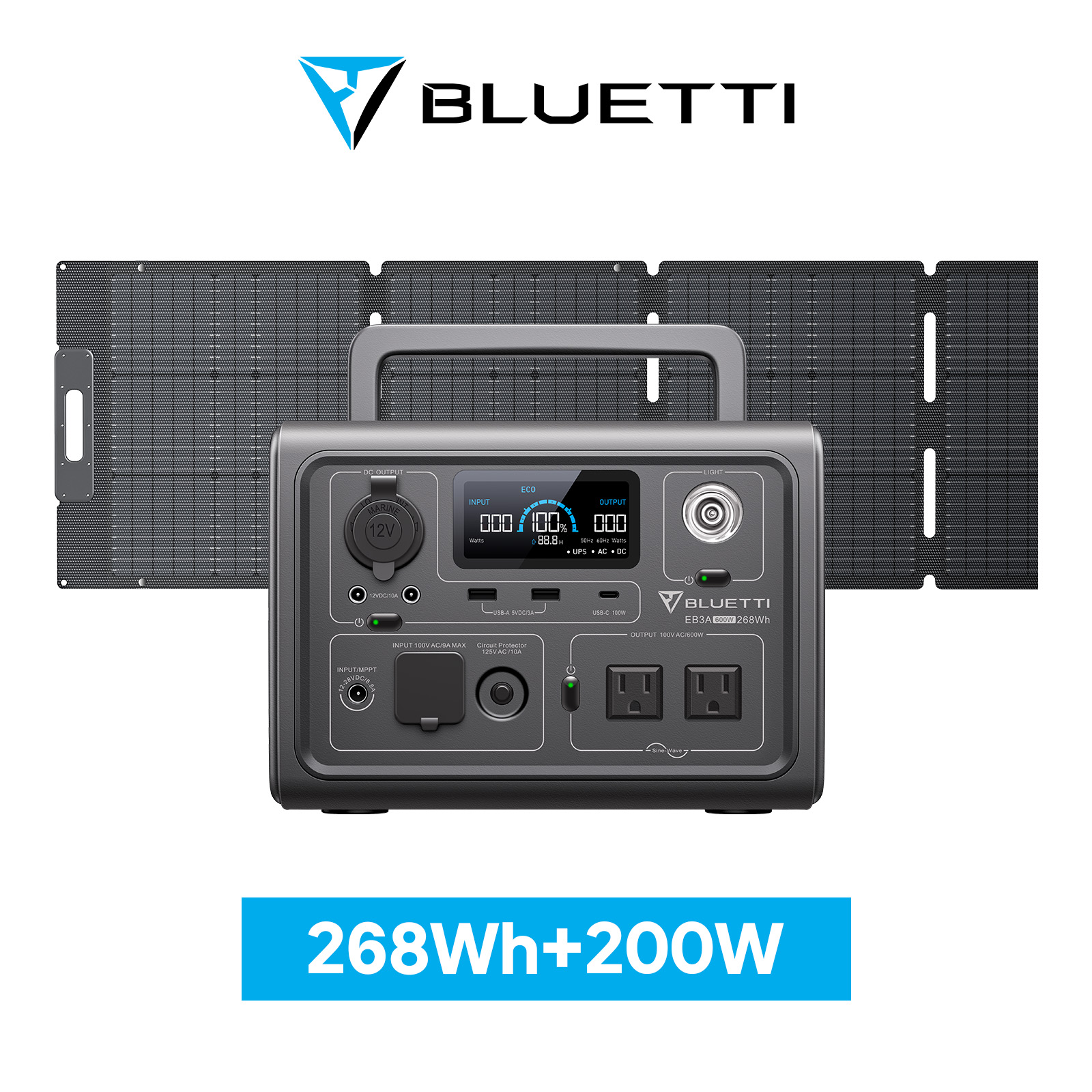 楽天市場】【クーポン利用で23,800円】BLUETTI ポータブル電源 EB3A スチールグレー 268Wh/600W 家庭用 軽量 小型 蓄電池  高速充電 ソーラーパネル ポータブルバッテリー リン酸鉄 長寿命 2500回サイクル 停電 UPS機能 アウトドア キャンプ 車中泊 非常用電源 :  BLUETTI ...