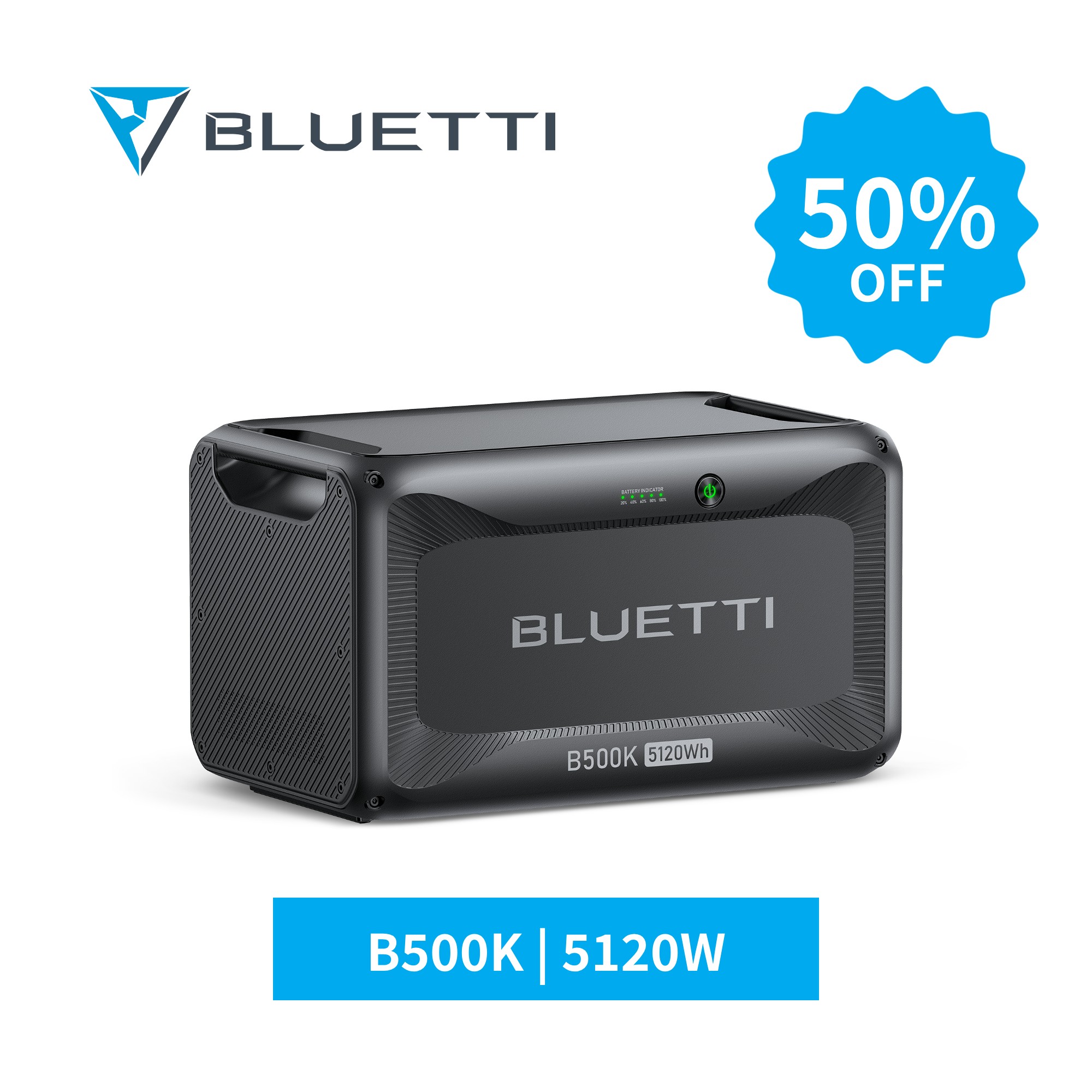 【クーポン利用で256,000円 4/18迄】BLUETTI ポータブル電源 拡張バッテリー B500K 大容量 家庭用 5120Wh ソーラーパネル 増設バッテリー リン酸鉄 4年保証 太陽光パネル 発電機 防災 停電 バックアップ電源 容量増設 家庭用電源 非常用 オフグリッド向け