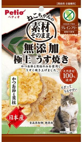 【ペティオ】原料品そのまま ねこお父ちゃんの 無加えること御前上等うす焼き かつお節と内転筋 ３ｇｘ６０個（容れもの売りわたす）