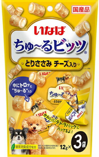 【いなばペット】いなばちゅ～るビッツ とりささみ チーズ入り １２ｇｘ３袋ｘ４８個（ケース販売） DS-327