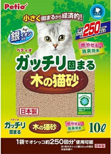 【ペティオ】ガッチリ固まる木の猫砂　１０Ｌｘ６個（ケース販売）