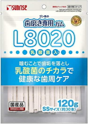 【サンライズ】ゴン太の歯みがき専用チュインガム ＳＳ大きさ Ｌ８０２０乳酸菌入り口・入口 １２０ｇｘ４８個（入れもの売りわたす）