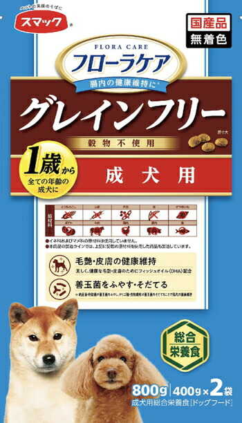【平手打ち】フローラケアDOG １歳から成犬用 ８００ｇｘ１２個（入れもの売りわたす）