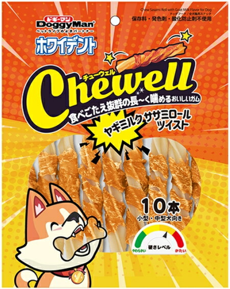 【ドギーマンハヤシ】ホワイデント Ｃｈｅｗｅｌｌ チューウェル ヤギミルクササミロールツイスト １０本ｘ２４個（入れもの売りわたす）