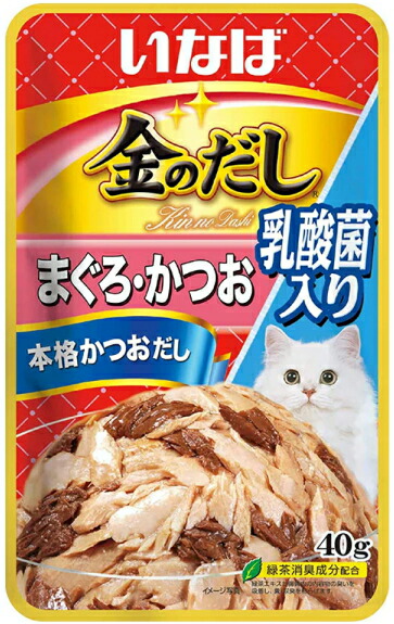 【いなばペット】金のだしパウチ　乳酸菌入り　まぐろ・かつお　４０ｇｘ９６個（ケース販売）　TCR-162