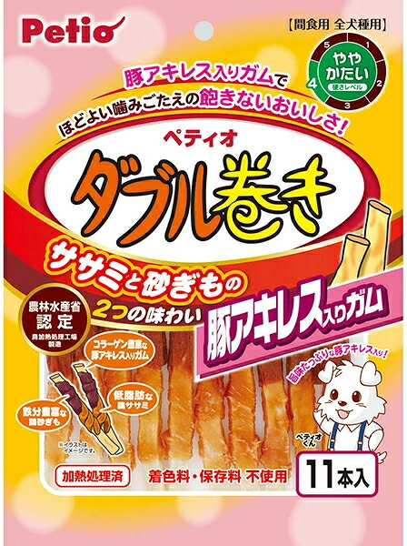 【ペティオ】ダブル一巻き 豚アキレス入り口・入口チュインガム １１本入ｘ３０個（入れもの売りわたす）