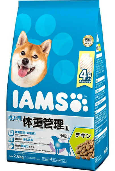 【マースジャパン】アイムス 成犬用 体量保護すること用 意気地無し 素粒子 ２．６ｋｇｘ４個（入れもの売りわたす）