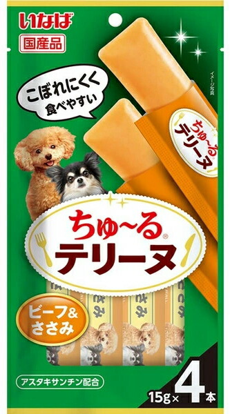 【いなばペット】いなば ちゅ～るテリーヌ ビーフ＆ささみ １５ｇｘ４本ｘ４８個（ケース販売） DS-472