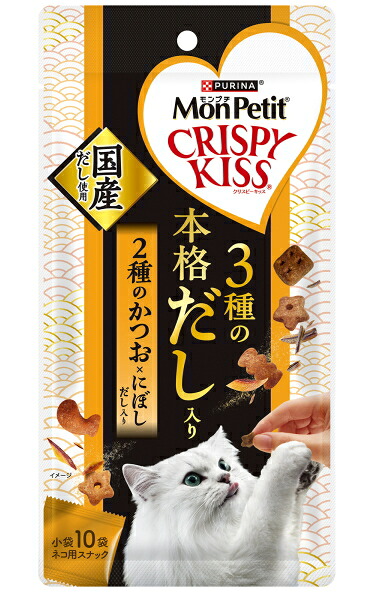 【ネスレピュリナ】モンプチ　クリスピーキッス　３種の本格だし入り　２種のかつおｘにぼしだし入り　３０ｇｘ３０個（ケース販売）