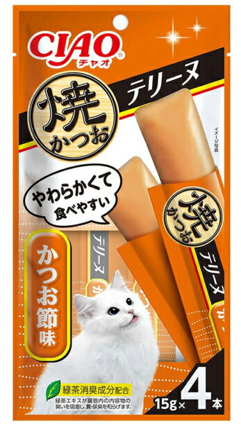 【いなば愛玩動物】チャオ 焼かつおテリーヌ かつお節味 １５ｇｘ４本ｘ４８個（容れもの売りわたす） TSC-195