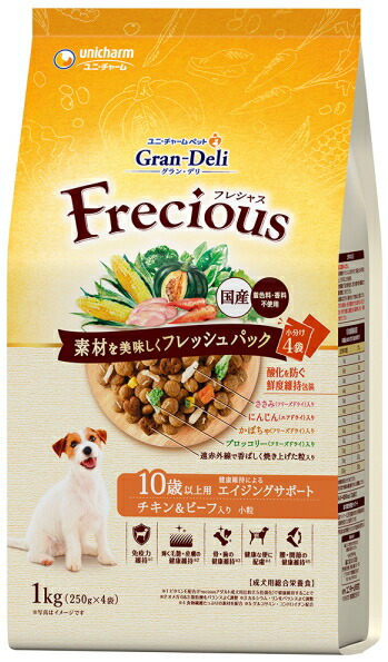 【ユニチャーム】グランデリ　フレシャス　１０歳以上用　チキン&ビーフ入り　１ｋｇｘ８個（ケース販売）