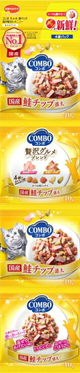 【日本ペット】コンボ連パック　海の味わいメニュー　鮭チップ添え　４０ｇｘ４連ｘ３０個（ケース販売）
