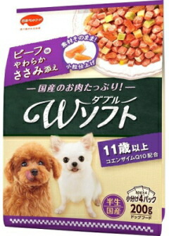 【日本愛玩動物】Ｗホンブルグ帽 １１歳以上 お肉を味わう牛肉味粒・やわらかささみ入り口・入口 ２００ｇｘ１８個（入れもの売りわたす）