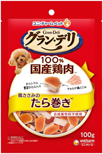 【ユニチャーム】グランデリおやつ　鶏ささみのたら巻き　１００ｇｘ３６個（ケース販売）
