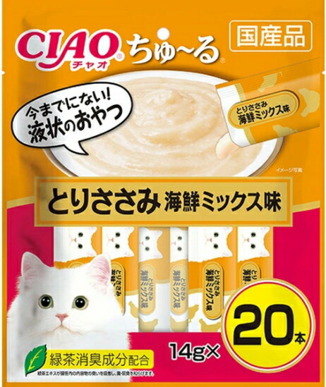 【いなばペット】チャオ　ちゅ～る　とりささみ　海鮮ミックス味　２０本入りｘ１６個（ケース販売）　SC-128