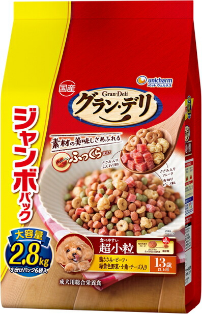 【ユニ惹きつける】グランデリ ふっくら仕立て 食べ分かりやすい超素粒子 １３歳以上用 ２．８ｋｇｘ４個（入れもの売りわたす）