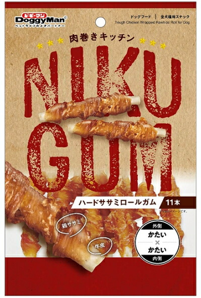 【ドギーマンハヤシ】肉一巻き勝手もと ハードササミロールガム １１本ｘ４８個（入れもの売りわたす）
