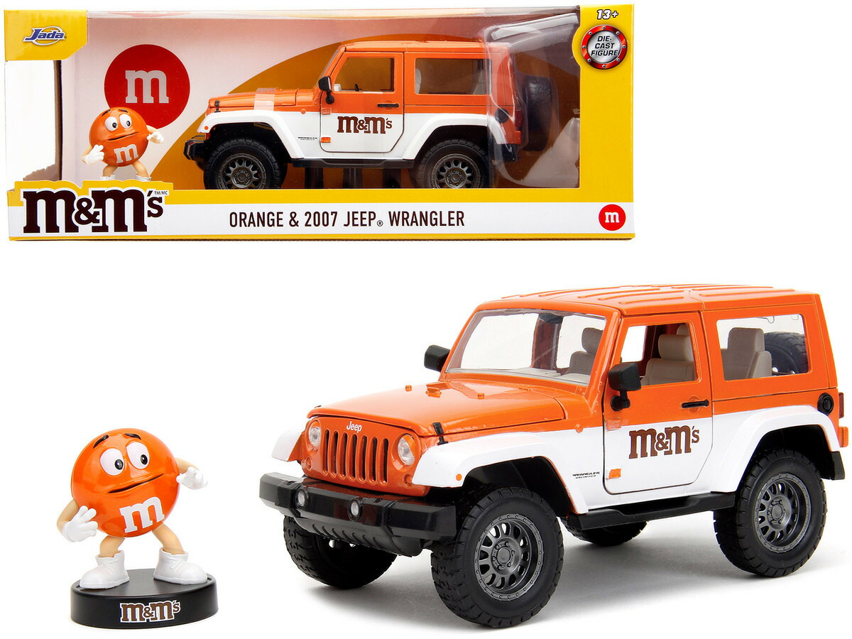 【国内在庫品】JADA TOYS 1/24 エムアンドエムズ オレンジ フィギア ＆ ジープ ラングラー 2017 JEEP WRANGLER M & M’s Orange 34401