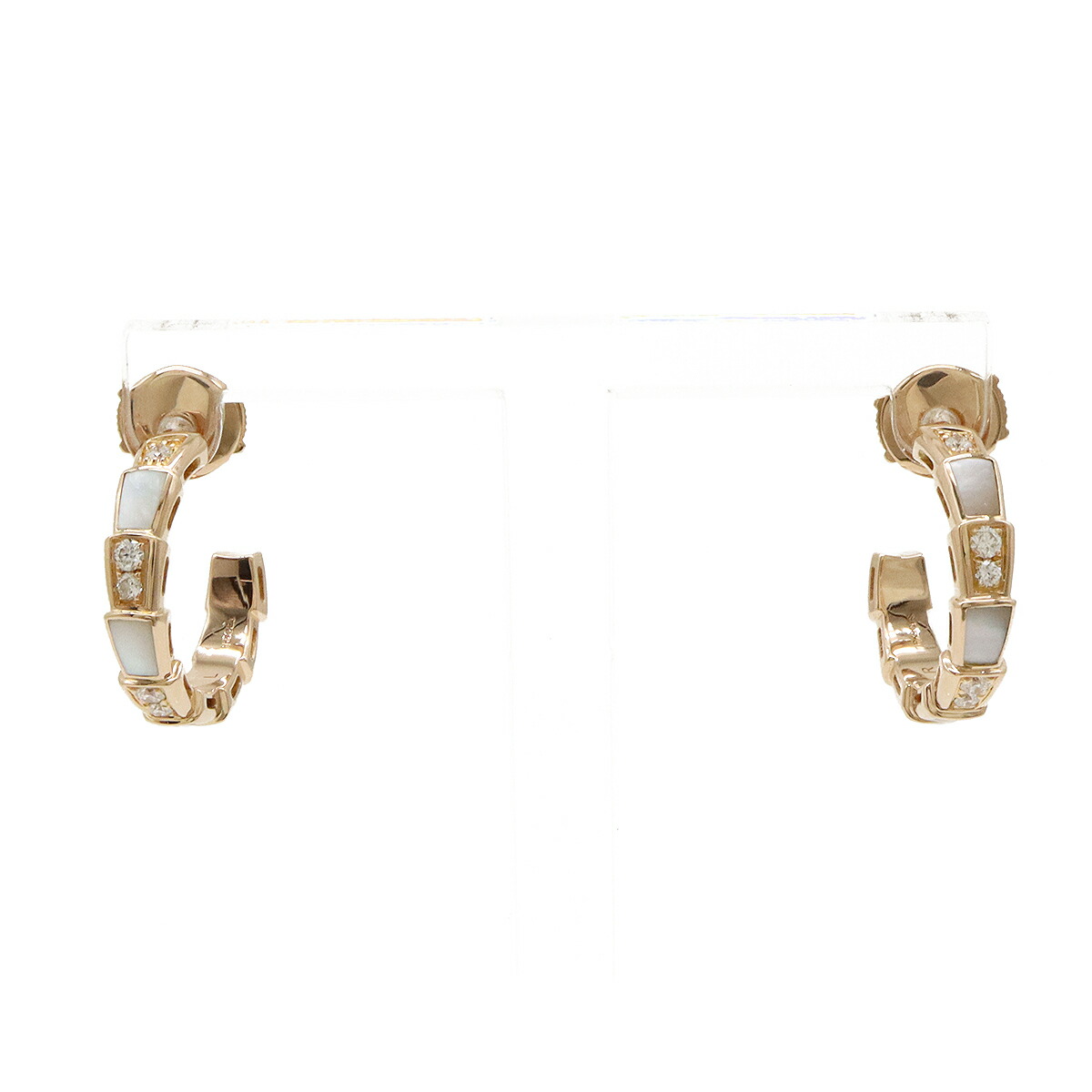 BVLGARI ブルガリ ピアス K18PG - 4800923D0007 商品詳細｜ブルガリ K18WG ダイヤ2P ブルガリブルガリピアス