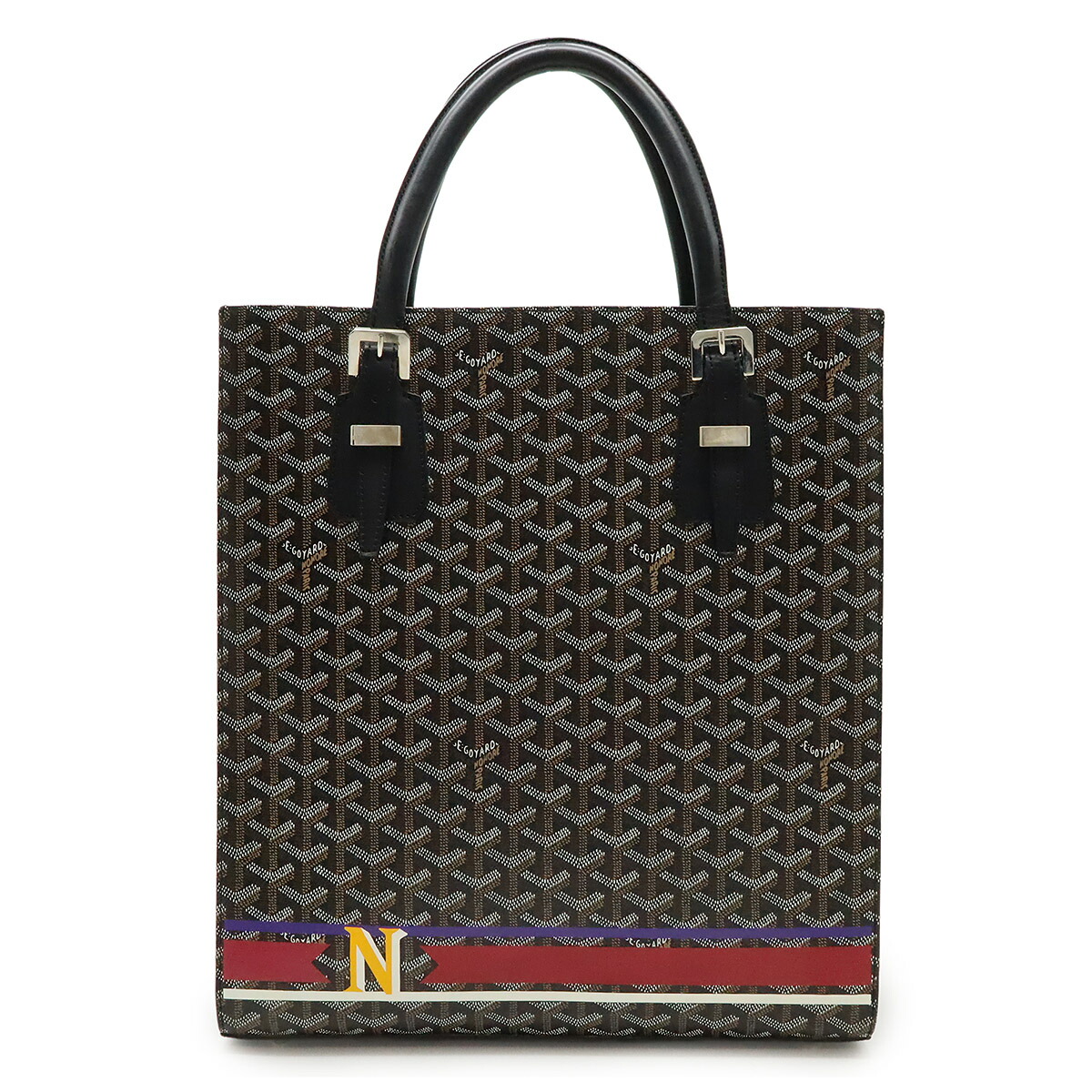 GOYARD ゴヤール コモールGM えの具 ハンドバック トートバッグ 杉綾模様柄 PVC なめし革 黒いこと 赤銅色 白いこと かしら文字刷り上げる入り口・入口 【中古】