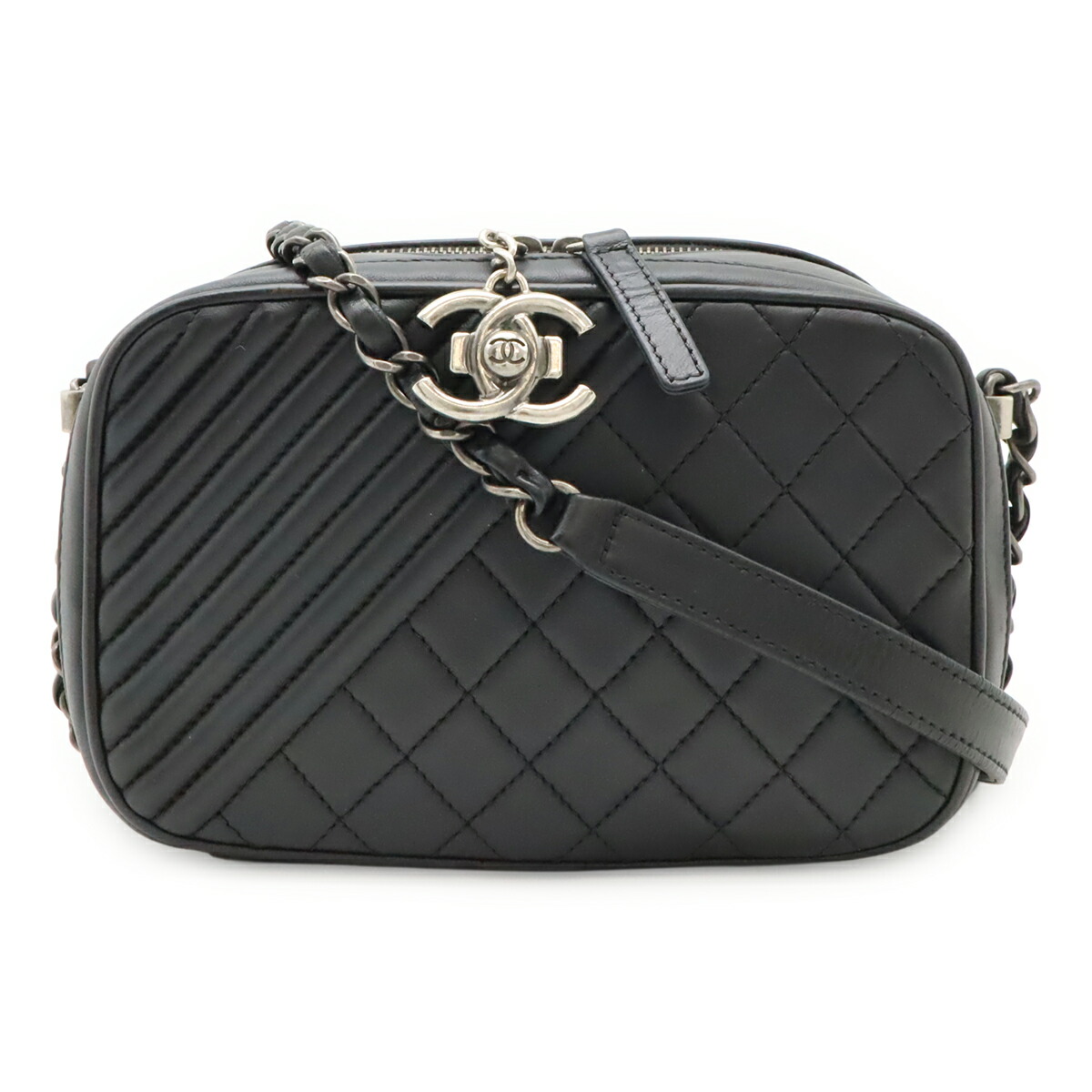CHANEL マトラッセ ブラック レザー ショルダーバッグ CHANEL マトラッセ17 ショルダーバッグ レザー ブラック A35200 : JJ